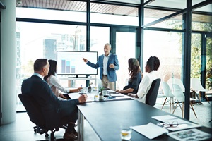 employees in a meeting